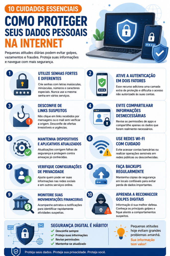 Infográfico Aprenda como proteger seus dados pessoais na internet 