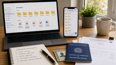Organizar documentos digitais, organização digital, backup, armazenamento, nuvem, produtividade