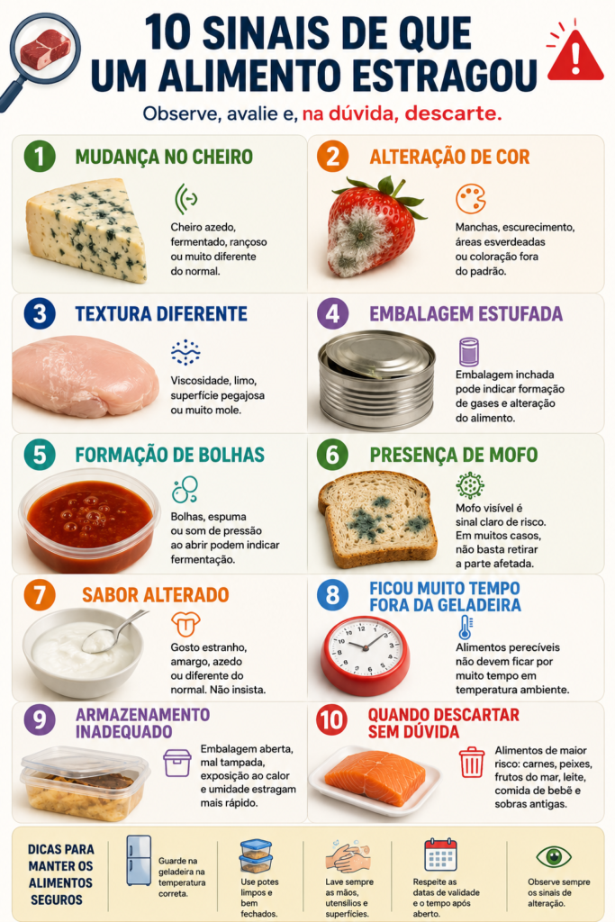 Infográfico como saber se um alimento estragou
